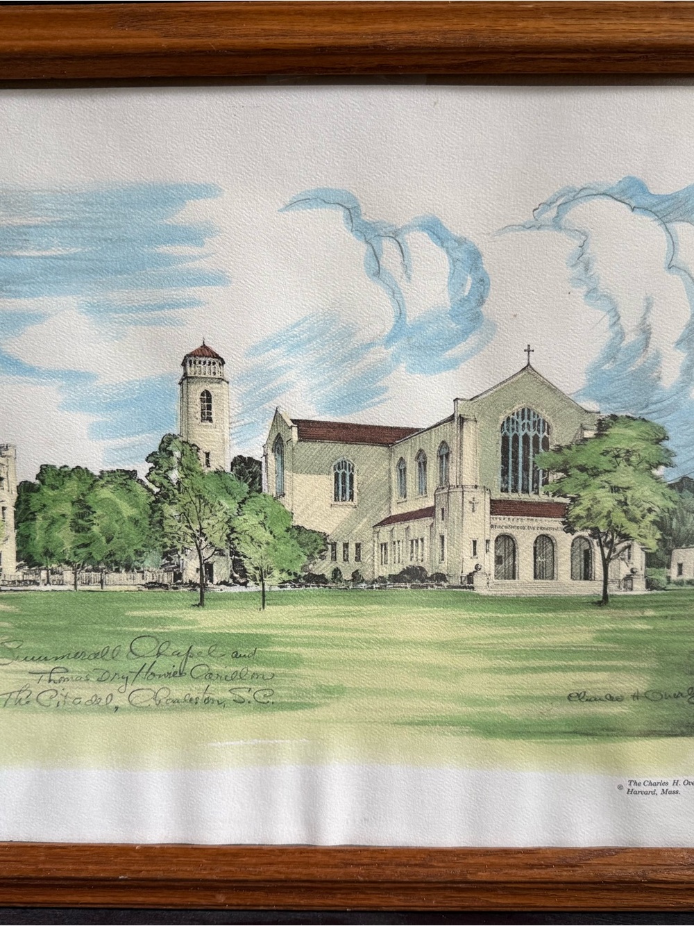Charles H Overly Summerall Chapel The Citadel Charleston SC Vintage Art Print
